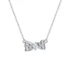 Brincos Vazados em Prata de Lei S925 com Zircônia em Formato de Laço para Mulheres Conjunto de Joias Versátil de Luxo Leve para o Festival Qixi Colar Elegante