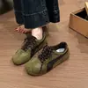 Zapatillas de entrenamiento alemanas con cordones, cuero suave, con elevación interna de altura, bloques de color, retro y versátiles, nuevos zapatos de mujer 2026, suela gruesa, para otoño