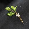 Broche de flor de trigo e borboleta com gota de óleo, moda coreana, estilo literário feminino, para terno pequeno, cardigã, joia versátil para mulheres