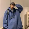 Suéter cárdigan para hombre, estilo Hong Kong para otoño e invierno, holgado, con capucha, nuevo lanzamiento 2024, marca de tendencia Ins Plagianus, chaqueta abrigo guapo