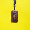Madeira de Jujuba Fulminada Natural Pedra Petrificada Pingente Thangka Ornamento Pintado à Mão Ziwei Hui Thangka Token Caixa Gauwu Pingente Portátil