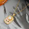 Collar Colgante de Gato de Dibujos Animados Sencillo Transfronterizo para Mujer Fresco y Dulce con Sensación de Flor de Fresa Cadena de Clavícula de Gama Alta