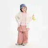 Ropa Infantil Nuomi Wanzi 2026 Otoño Pantalones Casuales de Algodón Puro para Niñas con Solapa Trasera y Etiqueta Parcheada, Pantalones Rectos, Pantalones Falda para Niños al por Mayor