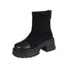 Botas cortas informales de suela gruesa de talla grande de comercio exterior, nuevas botas de moda con cremallera de cabeza redonda para otoño e invierno 2024