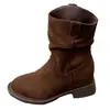 Botas Vaqueras Occidentales para Mujer Martin Boots Moda Otoño/Invierno 2026 Gamuza Tacón Grueso Caña Media Apiladas