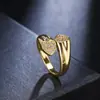 Design Europeu e Americano Novo Anel Redondo Amor Novo Anel Aberto Zircônia Banhado a Ouro Retrô Feminino Torcido