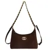 Bolsa hobo de corrente com padrão de losangos inspirada na Chanel, novo estilo 2026, bolsa de ombro de couro encerado retrô, bolsa tote versátil