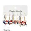 Pendientes Transfronterizos Nueva Bandera Americana Día de la Independencia Aleación Colgante de Lazo de Amor Conjunto de Tarjetas para Damas Pendientes