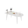 Mesa de Jantar Minimalista Moderna Cor Creme, Mesa de Jantar Oval com Bancada em Rocha, Conjunto de Mesa e Cadeiras de Jantar para Apartamento Pequeno