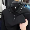 Camiseta Casual Masculina de Manga Longa com Gola Reversível 2025, Novo Estilo Primavera 2025, Camisa Polo de Corte Amplo para Homens de Meia-idade e Idosos