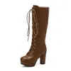 Botas de Cavaleiro Botas de Cadarço Botas de Cano Alto Martins Tamanho 32 Tamanho de Tabela de Água Botas de Salto Alto 49 Grossas Comércio Exterior Novo Mulheres Europeias e Americanas