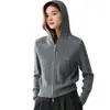 Suéter con capucha de cachemira de punto trenzado con viento suave para mujer, nuevo cárdigan de lana de ajuste delgado para otoño, estilo europeo y americano