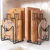 Prateleira de Cozinha Bancada Porta-Tábua de Corte Porta-Armazenamento de Mesa Porta-Armazenamento de Tábua de Corte Doméstico Multifuncional Porta-Tábua de Corte e Tampa de Panela