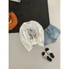 Mzi Studio Verão Estilo Coreano Relaxado Estampa de Planta com Contas Solta Emagrecedora Gola Redonda Manga Longa Camiseta 13301