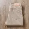 Calças de algodão de alta qualidade para Outono e Inverno, slim, stretch, sarja lavada original americana, masculinas, grossas, retas, casuais