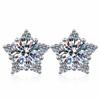 Aretes de Plata Esterlina 925 para Mujer Estrella de Cinco Puntas Moda Aretes de Moissanita Gra Joyería Venta Directa de Fábrica Suministro Transfronterizo