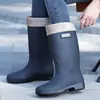 Botas de lluvia impermeables cálidas de caña alta antideslizantes con forro polar para mujer, botas de lluvia de algodón antideslizantes para cocina de invierno, zapatos de goma para adultos