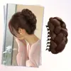 Peluca de coleta sintética resistente al calor para mujer - Con moño clip-in y estilo trenza, Aumenta instantáneamente el volumen del cabello corto, Bajo mantenimiento, Adecuada para uso diario, Navidad y otras fiestas navideñas
