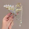 Pin Pin Elegante de Perlas Mariposa con Borla de Trigo para Mujer Pin para el Cabello Rojo Neto de Mujer Pin de Tiburón para la Parte Posterior de la Cabeza Tocado