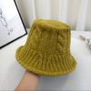 Sombrero Cubo de Lana Hecho a Mano Vintage de Moda Versión Coreana para Mostrar la Cara para Mujer Otoño e Invierno Cálido Combinable Blanco Tejido Sombrero de Pescador