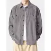 Camisa de Trabajo Rayada Retro Japonesa de Moda para Hombre, Primavera y Otoño 2026, Holgada Casual con Cuello Campana Manga Larga