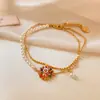 Pulsera de Perlas Color Rosa Manta de Doble Capa para Mujer, Lujo de Nicho, Sensación de Alta Gama, Joyería Versátil y Exquisita