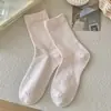 Calcetines de Algodón de Xinjiang para Mujer Otoño Invierno Estilo Nuevo Lazo Estilo Japonés Versátiles de Media Pantorrilla para Zapatos Deportivos Estilo Coreano Calcetines Sueltos