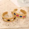 Popular Anillo Abierto con Goteo de Aceite Estilo Ins Europeo y Americano de Acero Inoxidable Chapado en Oro de 18K con Línea de Bolas Anillo de Acero de Titanio para Mujer