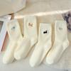 Calcetines de terciopelo australiano invierno mujer cálidos almacenamiento de calor con forro polar gruesos para casa lindos calcetines de tubo largos felpa bordado peludo
