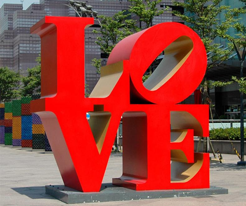 抽象景观不锈钢love雕塑