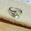 Anillo cuadrado de circonia plata tailandesa colorido moda personalidad ins moderno viento frío abierto ajustable