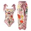 Traje de baño conservador de tres piezas europeo y americano unido que cubre el vientre para playa y aguas termales, bikini unido retro francés