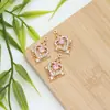 Colgante Cuadrado Retro Estilo Coreano con Corazón Hueco Microincrustado de Circonita Accesorios para Pendientes, Pasadores, Pulseras, Collares