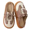 Pantuflas de Algodón con Cordones y Parche Retro para Mujer, Invierno Felpa Cálida Suela Gruesa Antideslizante Medio Cubiertas Calzado de Casa Zapatos Peludos