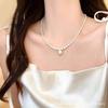 Collar de plata con perla rota Shijia para mujer, ligero, lujoso, de alta gama, con sentido de Internet, cadena de clavícula elegante y suave que combina con todo.