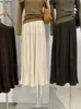 Saia longa plissada de veludo de alta qualidade KEKEZOON para mulheres, fluida e volumosa, saia longa plissada, moderna 9112