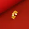 Transmissão ao Vivo de Anéis de Flor Rosa Banhados a Ouro de Alta Qualidade, Mesmo Estilo das Lojas de Ouro, Anéis Ajustáveis Pixiu Banhados a Ouro da Moda, Atacado em Estoque