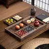 Nueva bandeja de frutas de madera de paulownia estilo chino, compartimentada, color sólido, hueca, anticaída, bandeja para bocadillos de té, bandeja de postres para té de la tarde en mesa de centro