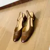 Sandalias Redondas Pequeñas de Moda Verano 2026 Estilo Francés para Mujer con Tacón Grueso, Boca Baja y Espalda Abierta
