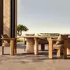 Sofá de Exterior Patio Villa Jardín Impermeable Resistente al Sol Aire Libre Alojamiento Rural Hotel Combinación de Muebles de Madera Maciza de Teca