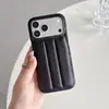 Funda de teléfono iPhone 17 estilo oscuro de lujo con patrón de lichi y airbag, media cubierta 17 Pro, funda de teléfono dura de enfriamiento 16 Pro Max