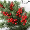 Frutas de la Fortuna de Bayas Rojas Bayas Rojas Simuladas Bayas de Acebo Norteamericano Bayas Rojas Adornos de Decoración para el Hogar 12 Cabezas Flores Pequeñas de Año Nuevo