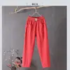 Calças Casuais de Algodão e Linho para Mulheres 2026 Novo Estilo Europeu e Americano Soltas Emagrecedoras Retas Calças de Verão Finas Cropped Calças Harem