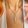 Migración de Peces de Otoño Collar de Sardina Moda Europea y Americana Pez Tropical Colgante de Pez Pequeño Chapado en Oro Real Joyería que Conserva el Color para Mujeres