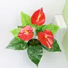 Flor artificial folha de borracha de alta qualidade 18 cabeças palmeira vermelha planta verde planta em vaso parede casa sala de estar decoração de interiores bonsai