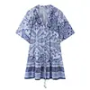 Ropa de Mujer al por Mayor Transfronteriza Estilo Europeo y Americano Verano Nueva Moda Vestido Camisa Holgado con Lazo en la Cintura