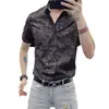 Artículos Europeos 2024 Verano Nuevo Marca de Alta Gama de Moda para Hombre Camisas de Manga Corta sin Planchar Casual Estampado Floral Juvenil