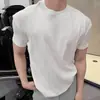 Camiseta Deportiva de Verano para Hombre Khaki Texturizada de Secado Rápido con Mangas Cortas, Hombro Normal y Puños en Mangas Tres Cuartos de Seda Helada