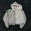 Estilo Y2K Para Ir al Trabajo Más Terciopelo Moda Cálida Sudadera con Capucha High Street Retro Color Sólido Holgada Cremallera Chaqueta Cálida