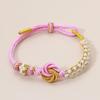Pulseira Nó Mandala Totalmente Tecida à Mão DIY Pulseira Nó Flor de Pêssego Rosa Acessórios de Joias de Miçangas Vestíveis Pulseira
